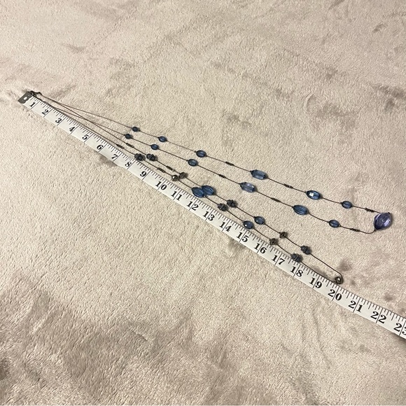Vintage Two Strand Blue Beaded Long Necklace - Picture 7 of 8